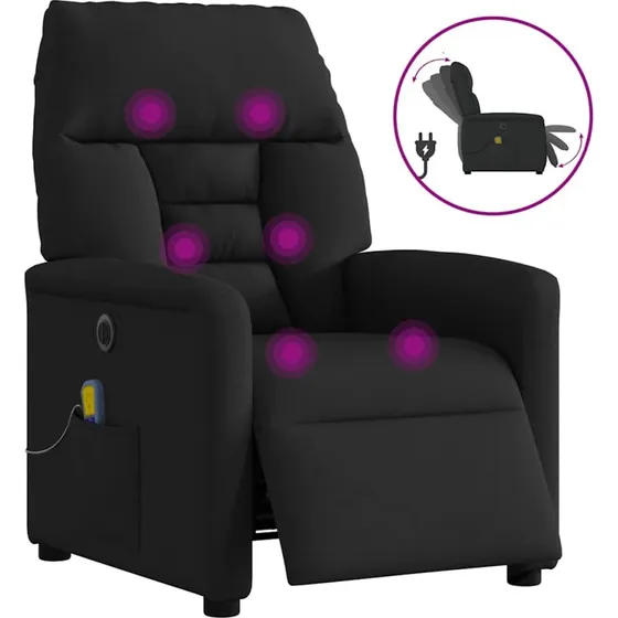 Eldrevet massagestol i stof – sort lænestol