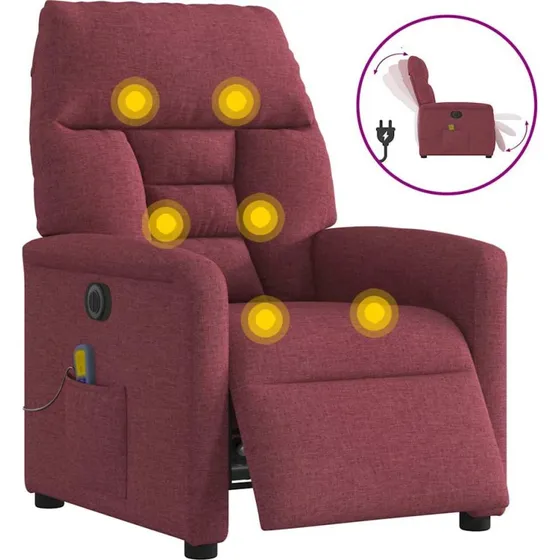 Eldrevet massagestol i vinrødt stof