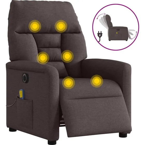 Eldrevet massagestol i stof, mrkebrun