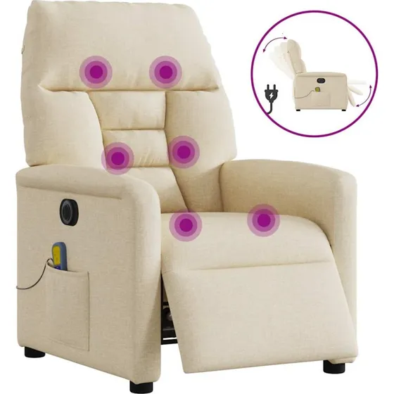 Eldrevet massagestol i creme stof - elektrisk lnefunktion