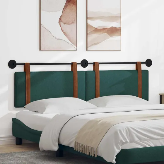 vidaXL Hængende sengegavl Mørkegrøn Antik PU - 170 x 55 cm