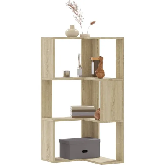 Hjørnereol 50x50x102 cm, 3 hylder i konstrueret træ