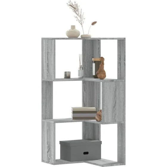 Hjørnebogreol 50x50x102 cm – 3 hylder i konstrueret træ