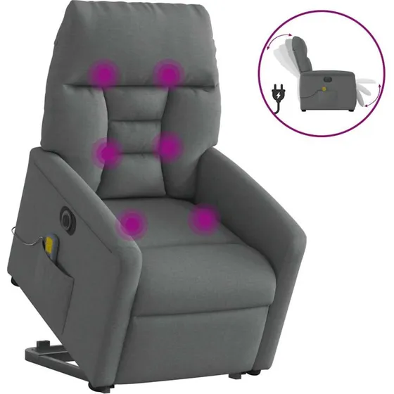 Elektrisk massagestol med løftefunktion - mørkegrå stof