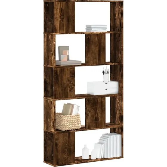Bogreol 80,5x23,5x162,5 cm – 5 hylder, røget eg