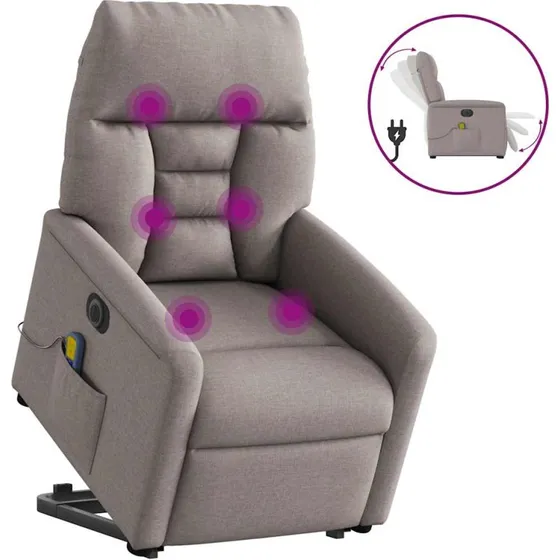 Elektrisk massagestol med løftefunktion i stof, gråbrun