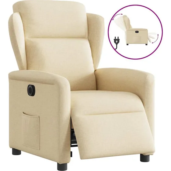 Eldrevet lænestol i creme stof – elektrisk recliner