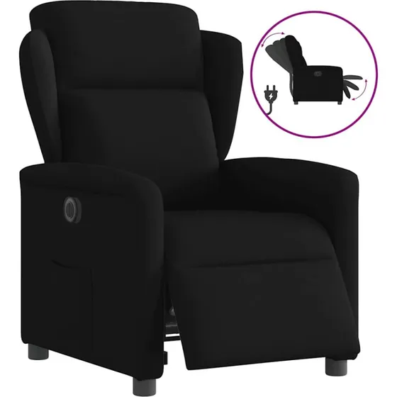 Eldrevet lænestol i sort stof – justerbar komfort