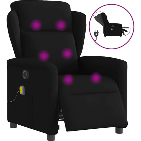 Eldrevet massagestol i sort stof – elektrisk lænestol