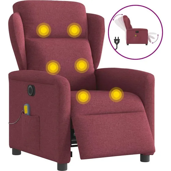 Eldrevet massagestol i vinrød stof