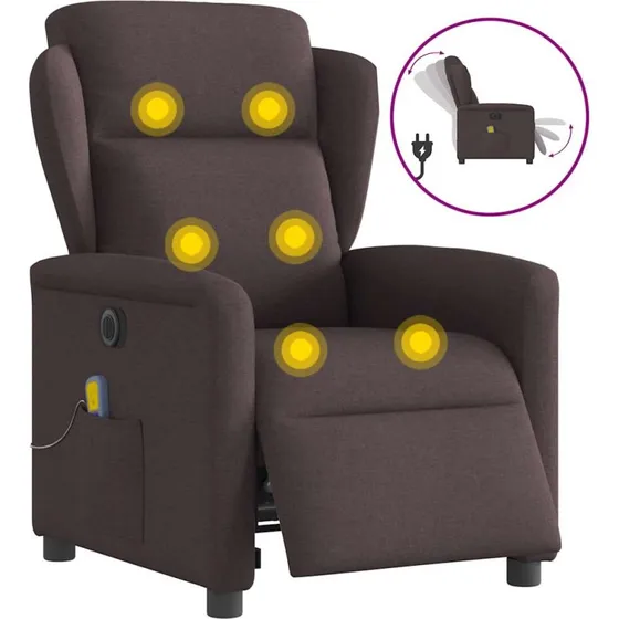 Eldrevet massagestol i stof, mørkebrun