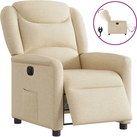 Eldrevet lænestol i creme stof – elektrisk recliner