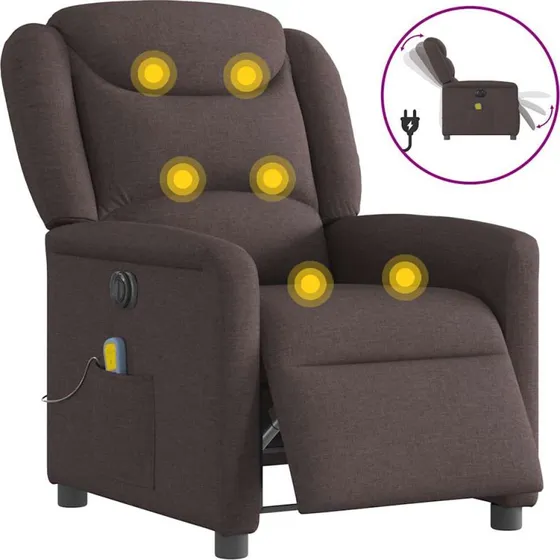 Eldrevet massagestol i stof - mørkebrun