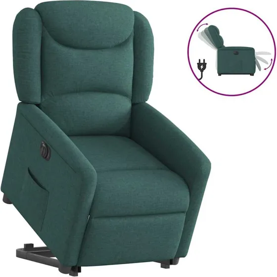 Eldrevet lænestol med løftefunktion, mørkegrøn