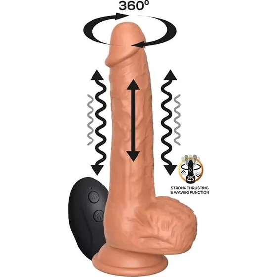 Octavius Dildo med vibration, thrusting og waving - 20 cm