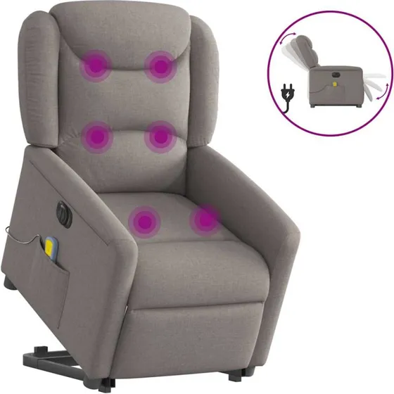 Elektrisk massagestol med løftefunktion - gråbrun stof