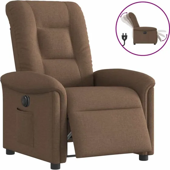 Eldrevet lænestol i brun stof - elektrisk komfort