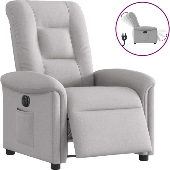 Eldrevet lænestol i stof, skygrå