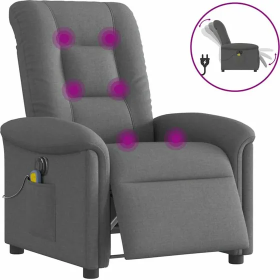 Eldrevet massagestol i stof - mørkegrå