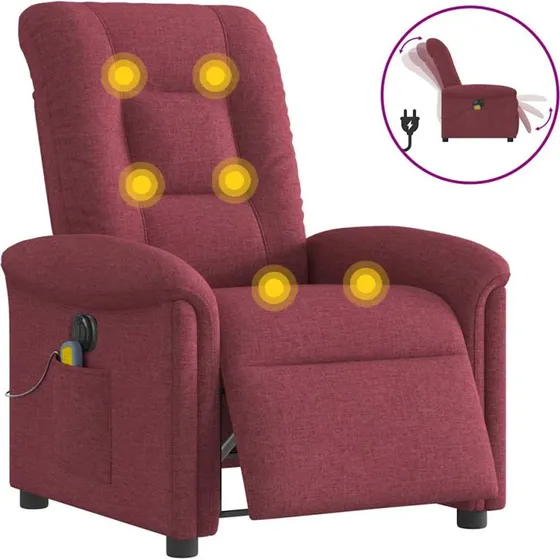 Eldrevet massagestol i vinrødt stof