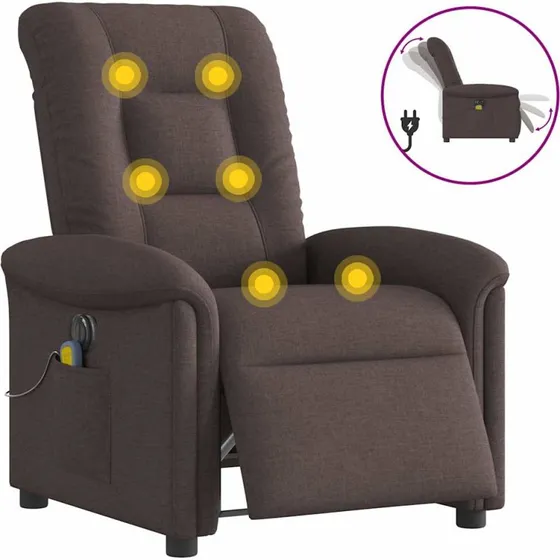 Eldrevet massagestol i stof, mørkebrun