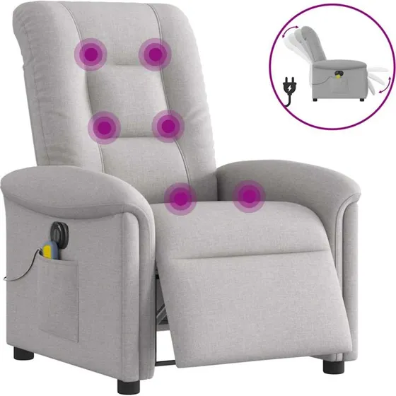 Eldrevet massagestol i stof – skygrå