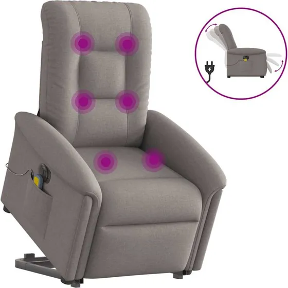 Elektrisk massagestol med løftefunktion - stof gråbrun