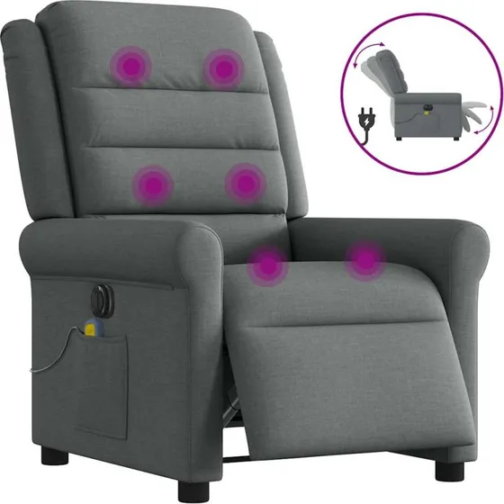 Eldrevet massagestol i mørkegråt stof