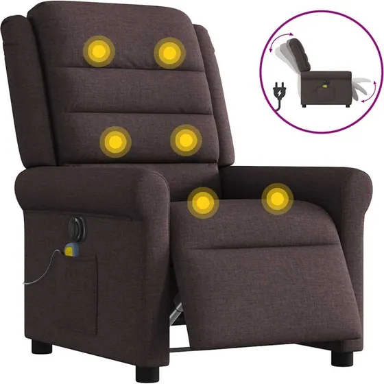 Eldrevet massagestol i stof - mørkebrun, justerbar