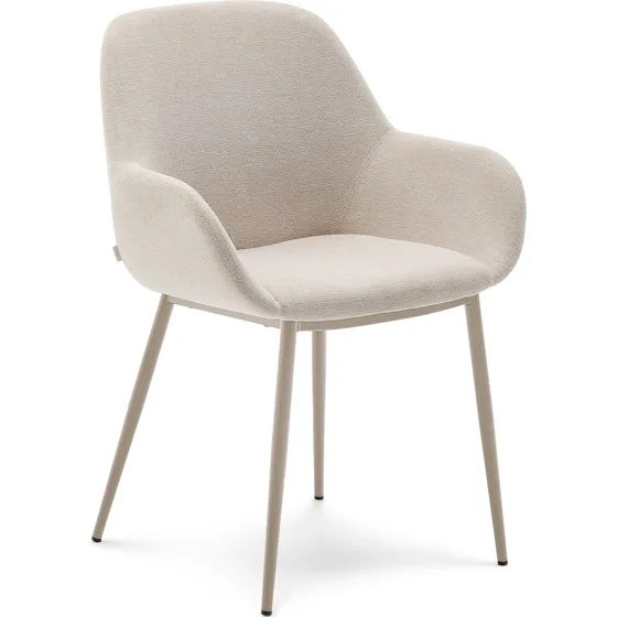 Kave Home Konna spisebordsstol med armlæn - beige chenille
