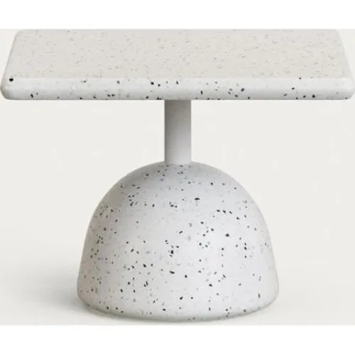 Kave Home Saura udendørs kaffebord i hvid terrazzo, 48x48 cm
