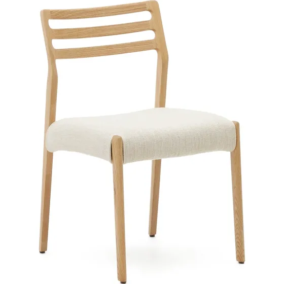 Kave Home Cudia spisebordsstol i egetræ med beige chenille