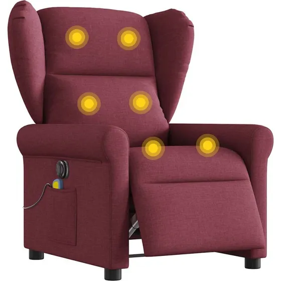 Eldrevet massagestol i stof – vinrød, elektrisk læn/masage
