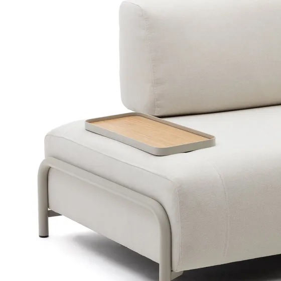 Kave Home Compo lille sofabakke - natur egetræsfinér og beige metal