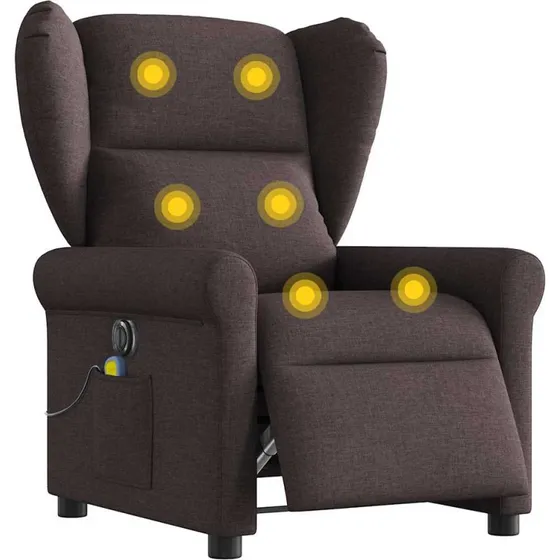 Eldrevet massagestol i stof, mørkebrun