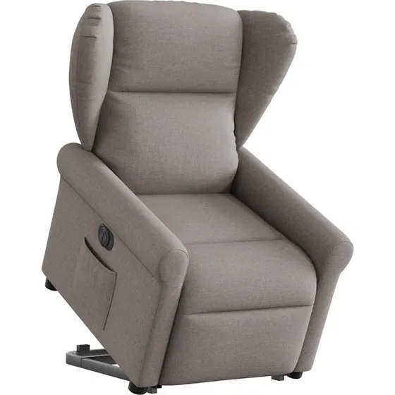 Eldrevet lænestol med løftefunktion - stof gråbrun