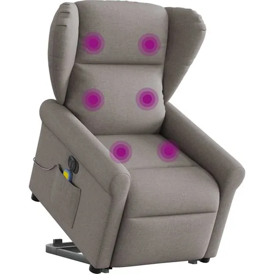 Elektrisk massagestol med løftefunktion - stof gråbrun