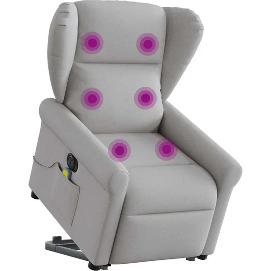 Elektrisk massagestol med løftefunktion – stof skygrå