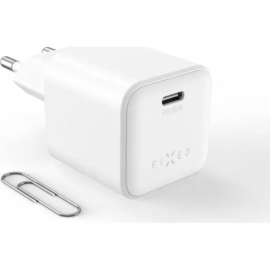 FIXED GaN Mini USB-C Vægoplader - 65W - Hvid