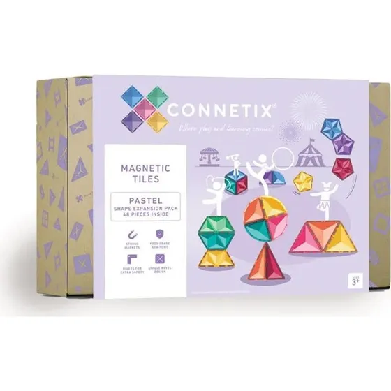 Connetix Byggemagneter Udvidelsespakke - 48 dele, Pastel