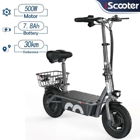 iScooter F2 Elektrisk Scooter - 500W Motor & 30 km Rækkevidde