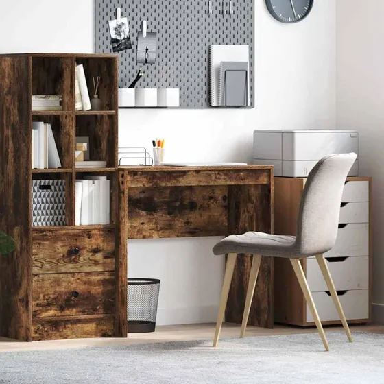 Skrivebord røget eg 80x40x76 cm – kompakt & robust