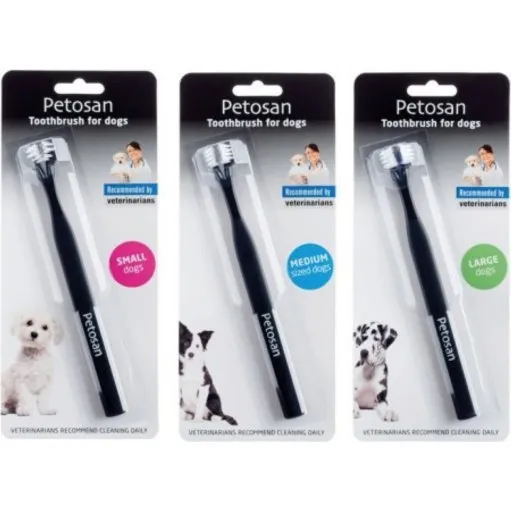 Petosan Dobbelt tandbørste til hunde, medium