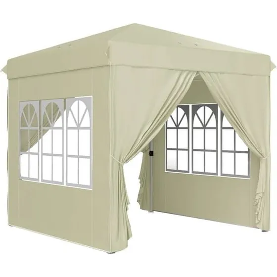 Pavillon 2,5x2,5 m Pop-up med 4 vægge, UV50+, Cremehvid