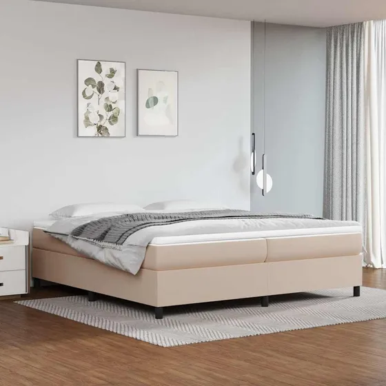 vidaXL Kontinentalseng 200x200 cm i cappuccino kunstlæder