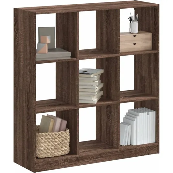 Bogreol 102x32x109 cm i konstrueret træ (egetræsfarve)