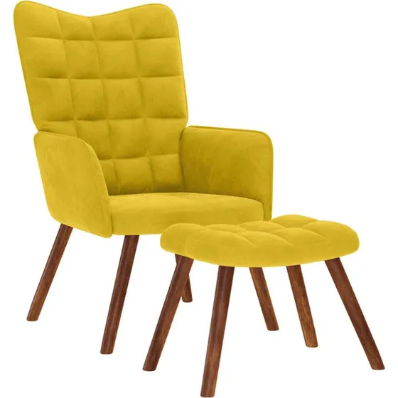 Lænestol med skammel i gul fløjl
