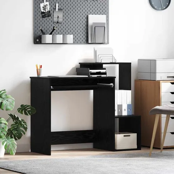 Skrivebord med skuffe, sort eg 106x41x88,5 cm