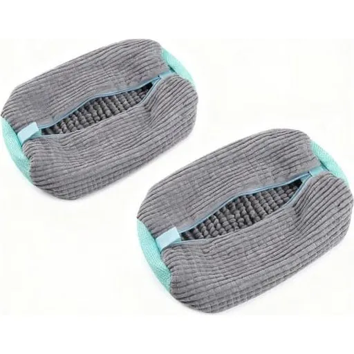 2-pak XXL vaskeposer til sko i grå chenille mikrofiber