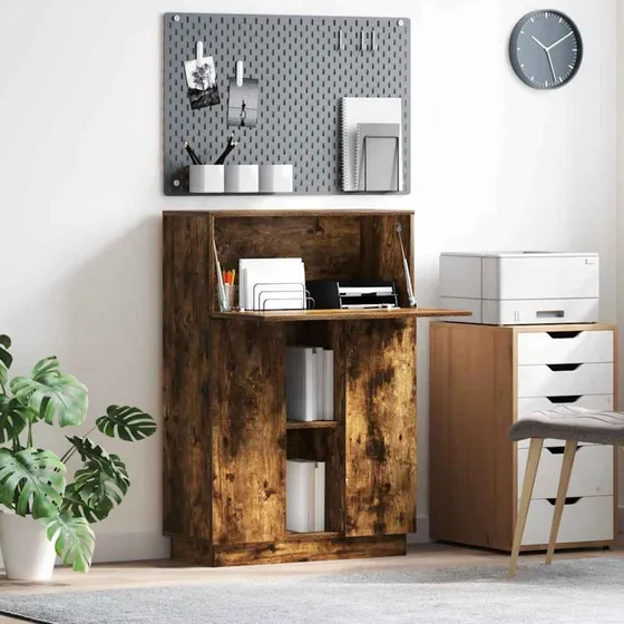 Skrivebord med hylde, rget eg 71,531,5106,5 cm